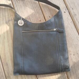 Vintage 90s black leather shoulder bag‎